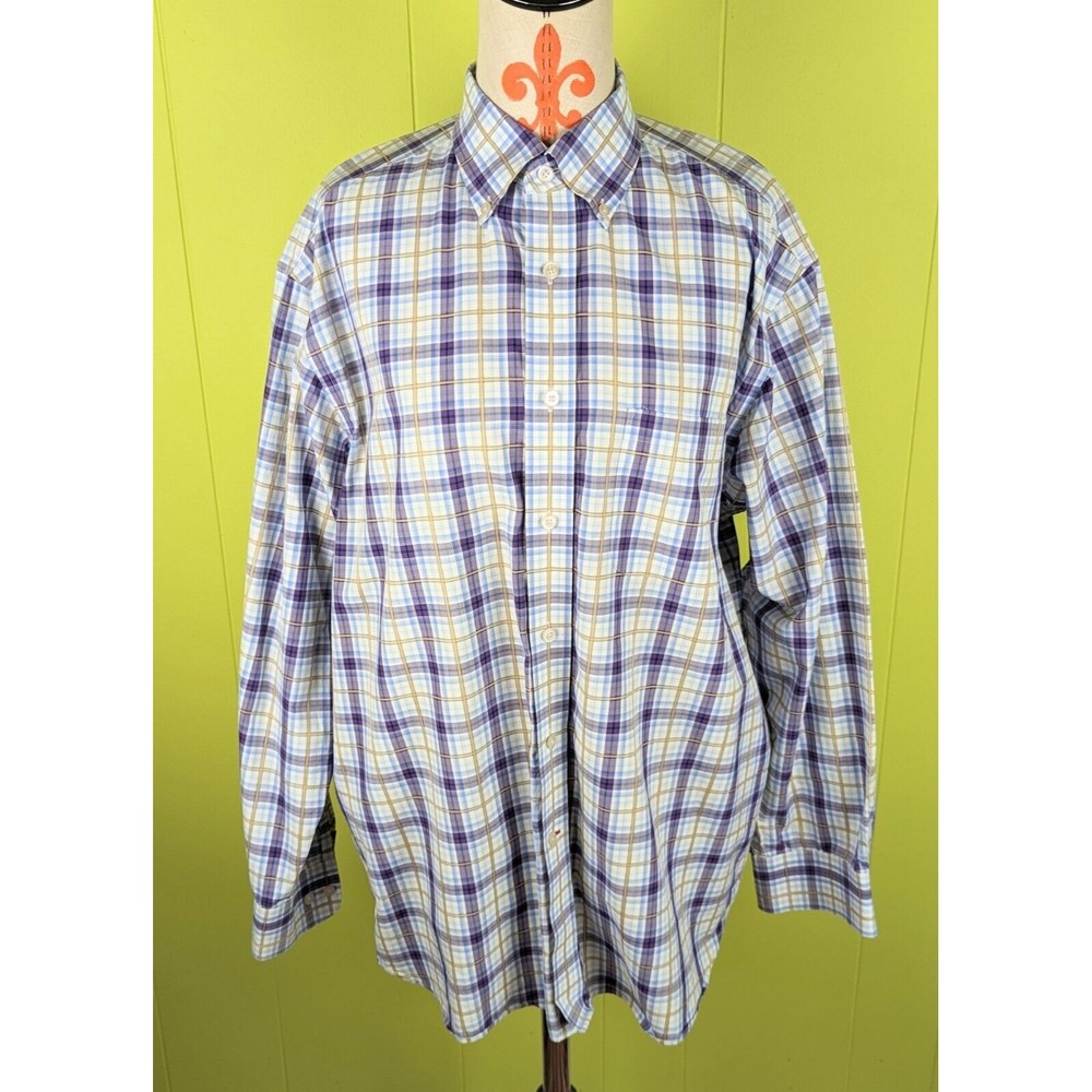 Daniel Cremieux Men's L Fine Egyptian Cotton Button Up Long Slv Shirt Plaid EUC
